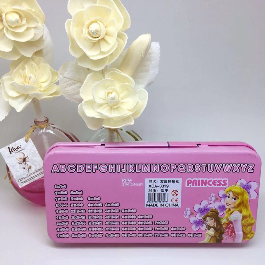 (PRINCESS)Cartoon Double Layer Iron Box Stationery Pencil Box(Include Stationery)
